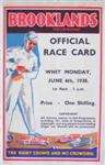 Programme cover of Brooklands (GBR), 06/06/1938