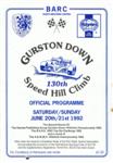 Programme cover of Gurston Down Hill Climb, 21/06/1992