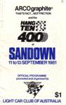 Programme cover of Sandown Raceway, 13/09/1981