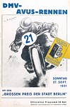 Programme cover of AVUS (Automobil-Verkehrs- und Übungsstraße), 27/09/1931