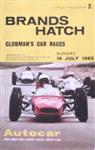 Programme cover of Brands Hatch Circuit, 18/07/1965