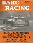 Programme cover of Brands Hatch Circuit, 15/11/1981