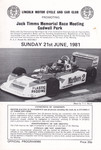 Programme cover of Cadwell Park Circuit, 21/06/1981