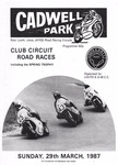 Programme cover of Cadwell Park Circuit, 29/03/1987