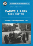 Programme cover of Cadwell Park Circuit, 20/09/1992