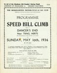 Programme cover of Dancer's End Hill Climb, 10/05/1936