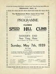 Programme cover of Dancer's End Hill Climb, 07/05/1939