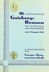 Programme cover of Gaisberg Hill Climb, 09/08/1931