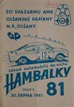 Programme cover of Hambalky Hill Climb, 30/08/1981