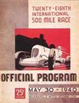 Programme cover of Indianapolis Motor Speedway, 30/05/1940