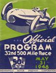 Programme cover of Indianapolis Motor Speedway, 31/05/1948