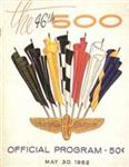 Programme cover of Indianapolis Motor Speedway, 30/05/1962
