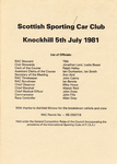 Programme cover of Knockhill Racing Circuit, 05/07/1981