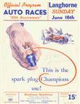 Programme cover of Langhorne Speedway, 16/06/1940