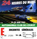 Ticket for Circuit de la Sarthe Ticket, 20/06/1982