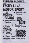 Programme cover of Lydden Hill Race Circuit, 14/07/1974