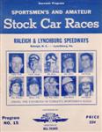 Programme cover of Lynchburg Speedway, 22/08/1954