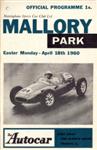 Programme cover of Mallory Park Circuit, 18/04/1960