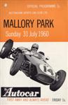 Programme cover of Mallory Park Circuit, 31/07/1960