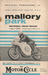 Programme cover of Mallory Park Circuit, 01/04/1962