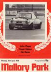 Programme cover of Mallory Park Circuit, 15/04/1974