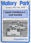 Programme cover of Mallory Park Circuit, 14/05/1978