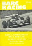 Programme cover of Mallory Park Circuit, 20/07/1980