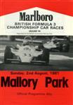 Programme cover of Mallory Park Circuit, 02/08/1981