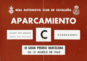 Ticket for Montjuïc, 31/03/1968