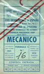 Ticket for Montjuïc, 18/04/1971