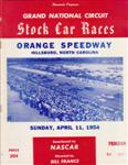 Programme cover of Occoneechee Speedway, 11/04/1954