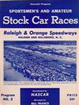 Programme cover of Occoneechee Speedway, 02/05/1954