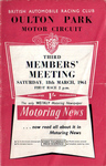 Programme cover of Oulton Park Circuit, 18/03/1961