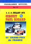 Programme cover of Paul Ricard, 06/07/1975