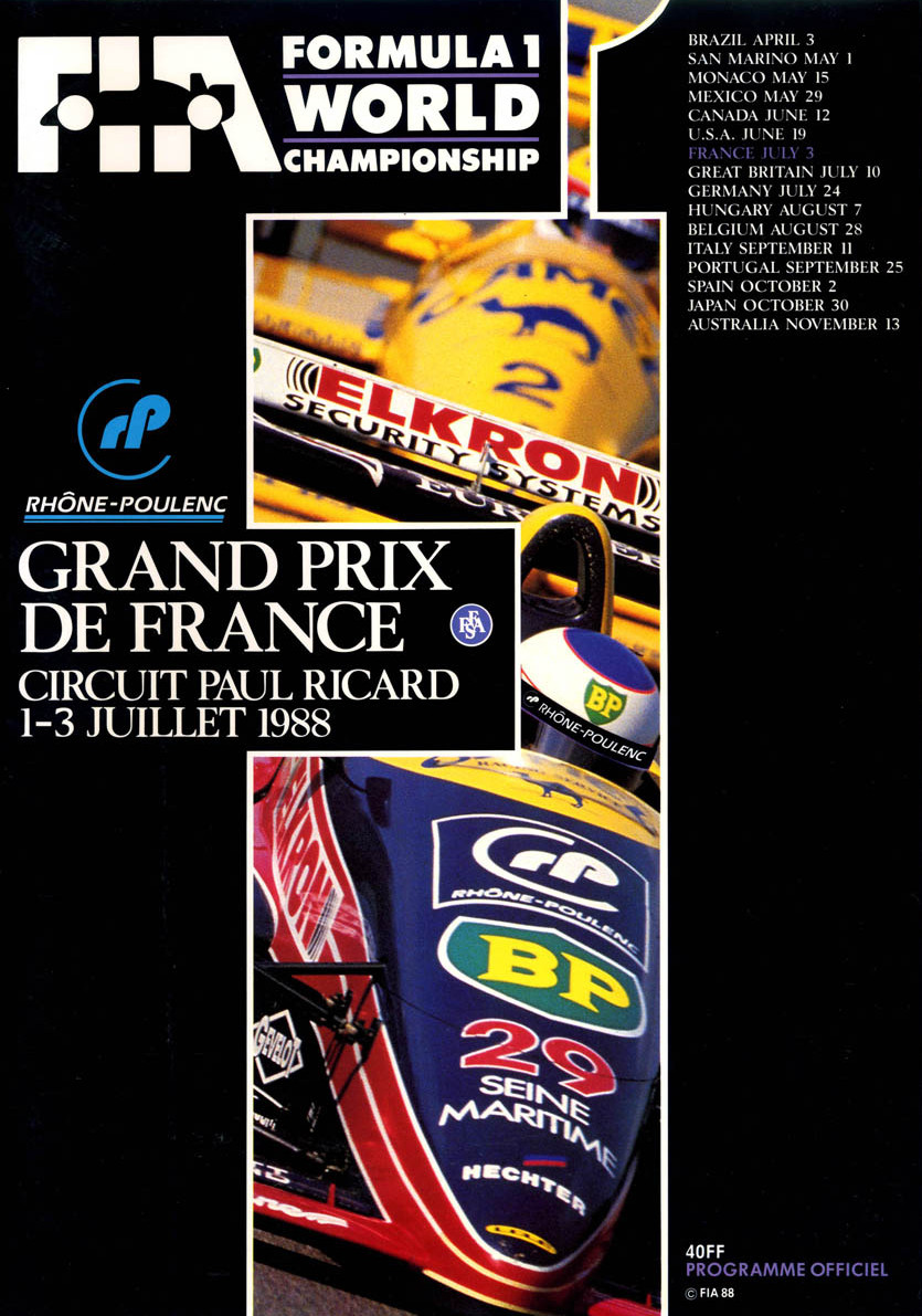 Poster vintage GP de F1 Saint-Marin 1988