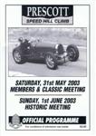 Programme cover of Prescott Hill Climb, 01/06/2003