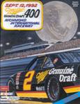 Programme cover of Richmond International Raceway, 12/09/1992