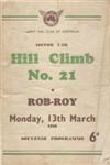 Programme cover of Rob Roy Hill Climb, 13/03/1950