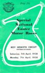 Programme cover of Roy Hesketh Circuit, 07/04/1958