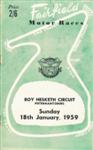 Programme cover of Roy Hesketh Circuit, 18/01/1959