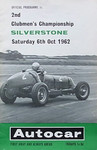 Programme cover of Silverstone Circuit, 02/10/1962