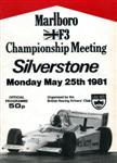 Programme cover of Silverstone Circuit, 25/05/1981