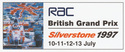 Car sticker for Silverstone Circuit, 13/07/1997