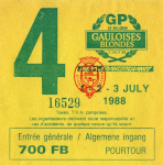 Ticket for Spa-Francorchamps, 03/07/1988