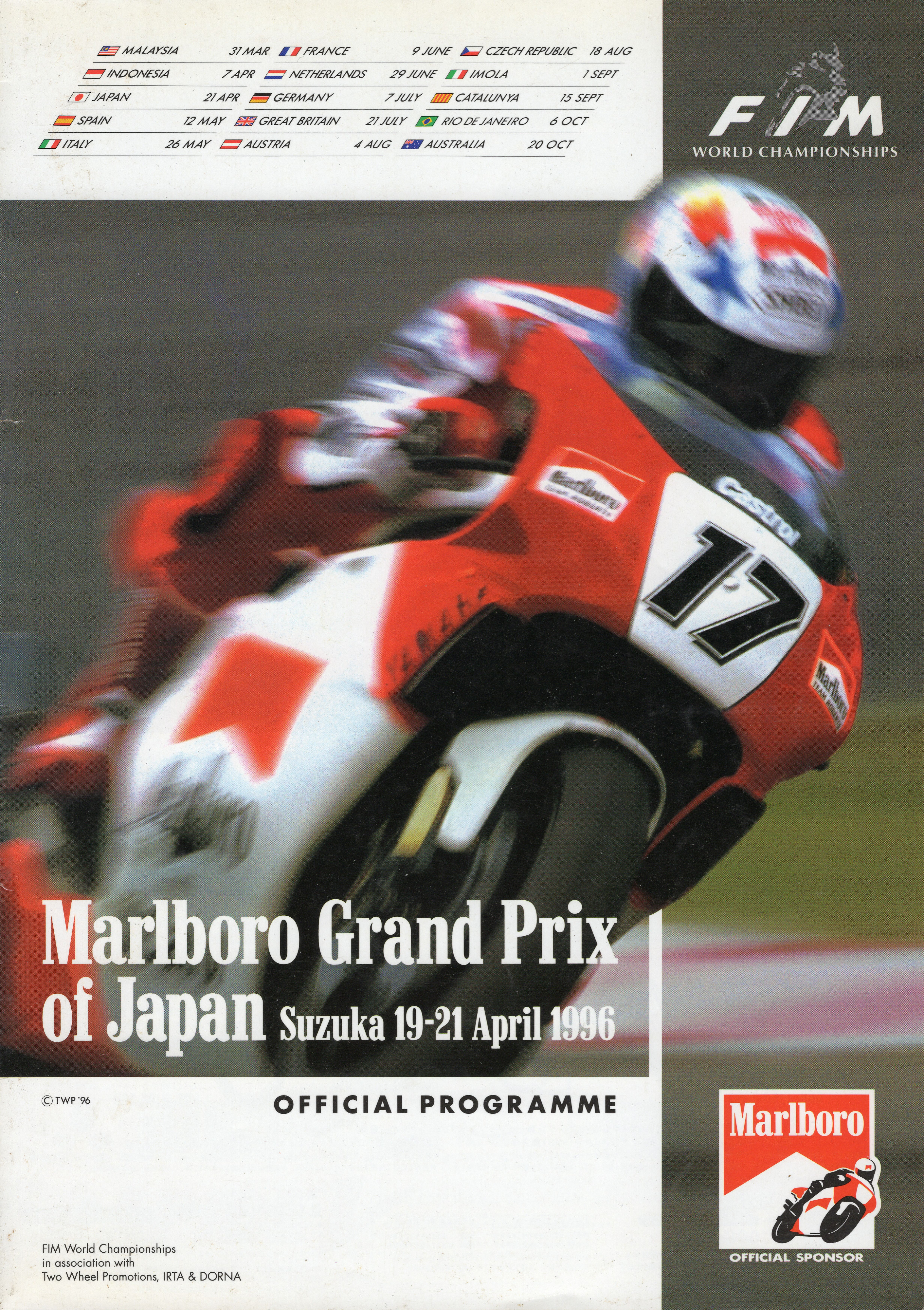 1996 500cc Class (FIM Grand Prix World Championship) Programmes 