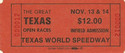 Ticket for Texas World Speedway, 14/11/1982