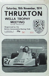Programme cover of Thruxton Race Circuit, 16/11/1974