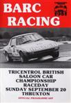 Programme cover of Thruxton Race Circuit, 20/09/1981