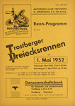 Programme cover of Trostberger Dreiecksrennen, 01/05/1952