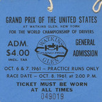 Ticket for Watkins Glen International, 08/10/1961